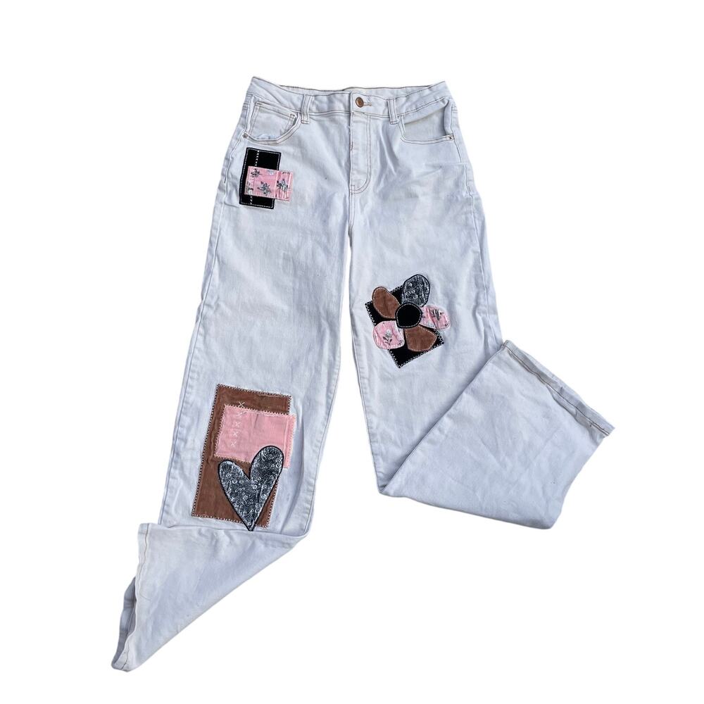 Women's artsy patchwork corduroy jeans 9/29 Wide Leg
